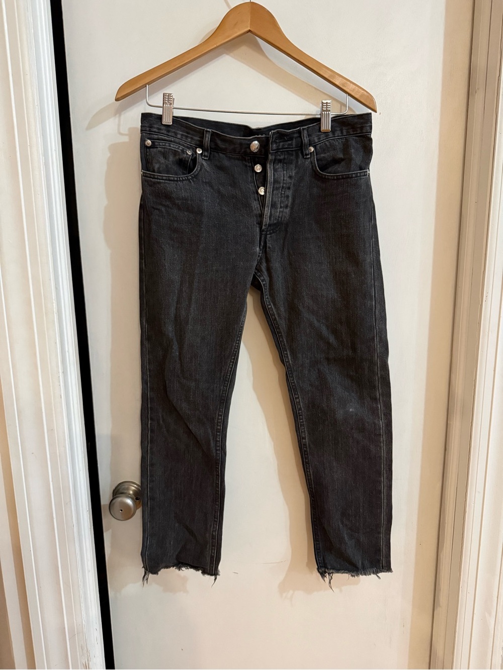 A.P.C. Black Cropped Button-Fly Jeans